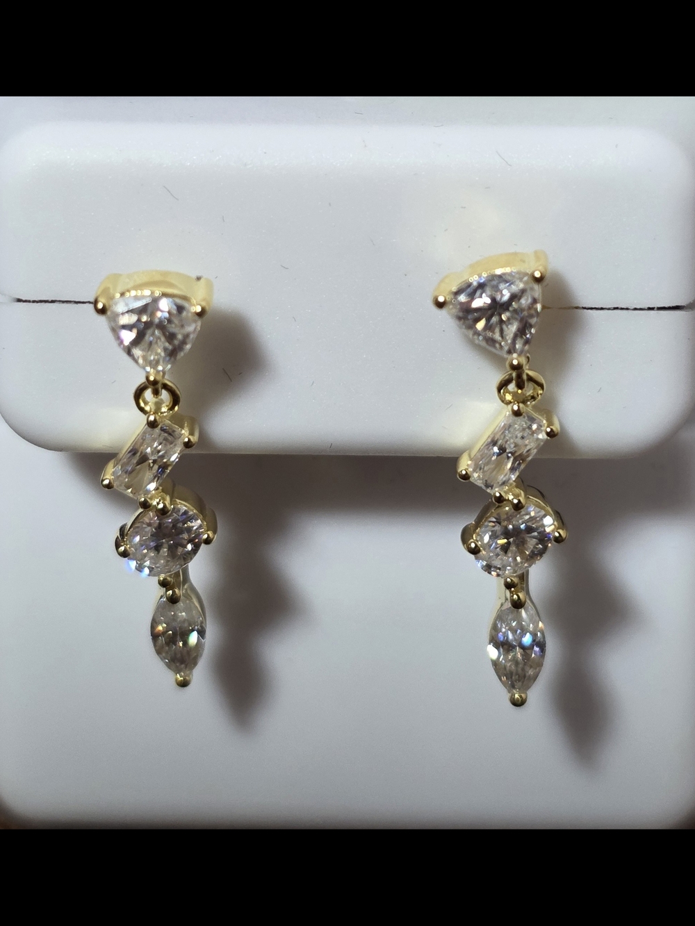 14k Gold Plate Over 925 Silver Drop Earrings - Elegant Moissanite Diamonds